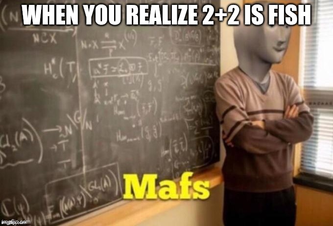 Smart boi | WHEN YOU REALIZE 2+2 IS FISH | image tagged in mafs | made w/ Imgflip meme maker