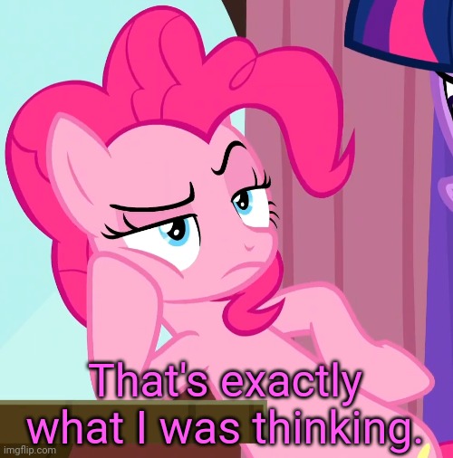 Confessive Pinkie Pie (MLP) | That's exactly what I was thinking. | image tagged in confessive pinkie pie mlp | made w/ Imgflip meme maker