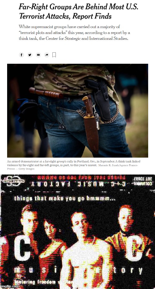 things that also make you go hmmm | image tagged in far-right terrorism,things that make you go hmmmm deep fried | made w/ Imgflip meme maker
