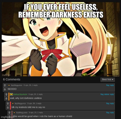 image tagged in konosuba,cursed | made w/ Imgflip meme maker