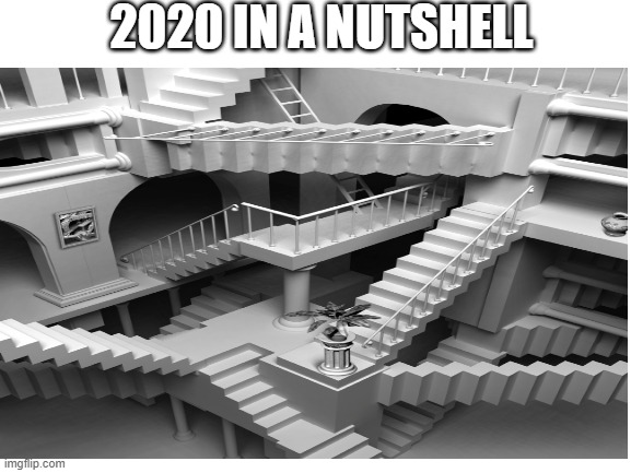 stairs go BRRRRR | 2020 IN A NUTSHELL | image tagged in 2020 sucks,stairs,what,wot,coronavirus | made w/ Imgflip meme maker