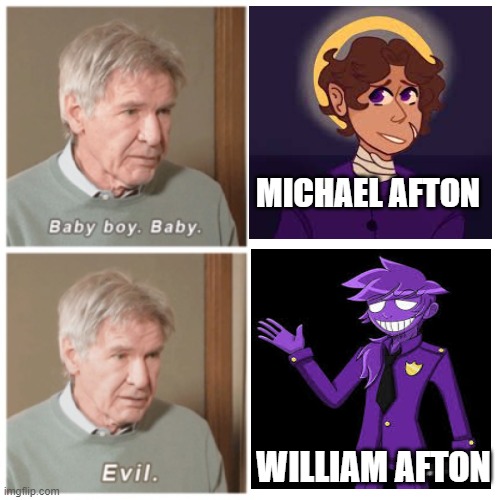 baby boy | MICHAEL AFTON; WILLIAM AFTON | image tagged in baby boy baby evil | made w/ Imgflip meme maker