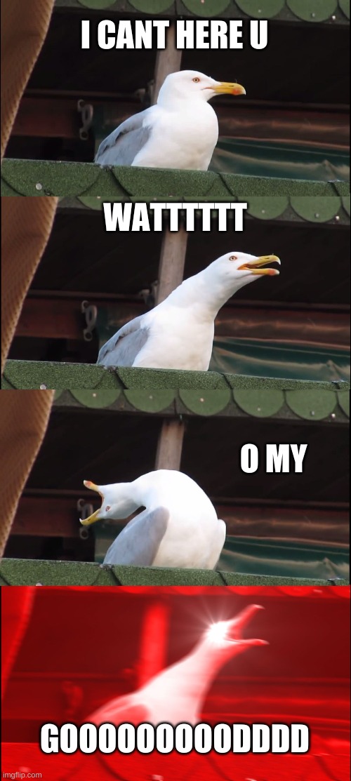 Inhaling Seagull Meme | I CANT HERE U; WATTTTTT; O MY; GOOOOOOOOODDDD | image tagged in memes,inhaling seagull | made w/ Imgflip meme maker