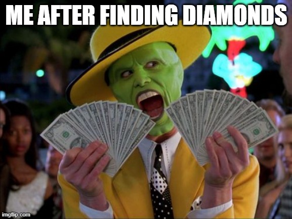 Money Money | ME AFTER FINDING DIAMONDS | image tagged in memes,money money | made w/ Imgflip meme maker