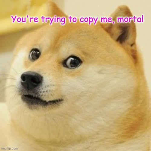 Doge Meme | You're trying to copy me, mortal | image tagged in memes,doge | made w/ Imgflip meme maker