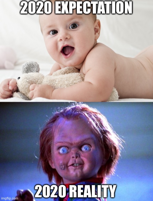 2020: Expectation vs. Reality | 2020 EXPECTATION; 2020 REALITY | image tagged in baby,chucky,2020,reality | made w/ Imgflip meme maker