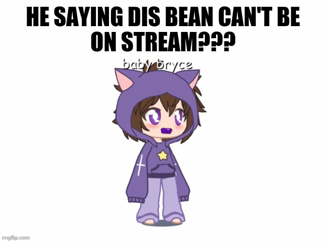 HE SAYING DIS BEAN CAN'T BE
ON STREAM??? | image tagged in bebe bryce | made w/ Imgflip meme maker