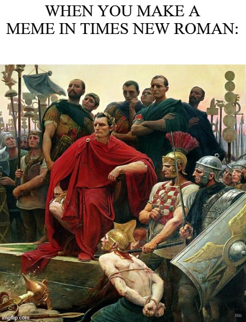 caesariaaa | WHEN YOU MAKE A MEME IN TIMES NEW ROMAN: | image tagged in fonts,caesar | made w/ Imgflip meme maker