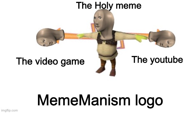Holy logo |  The Holy meme; The video game; The youtube; MemeManism logo | image tagged in holy,god,meme man | made w/ Imgflip meme maker