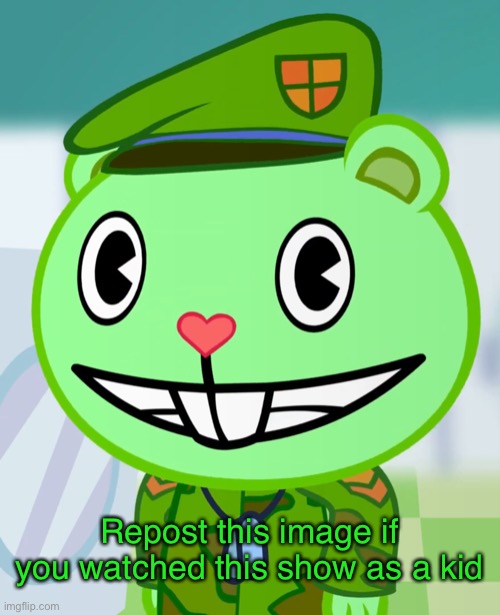 Flippy Smiles (HTF) | Repost this image if you watched this show as a kid | image tagged in flippy smiles htf | made w/ Imgflip meme maker