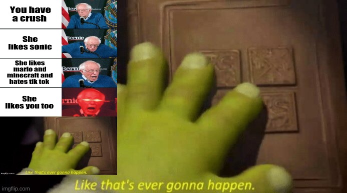 Like that's ever gonna happen. | image tagged in like that's ever gonna happen | made w/ Imgflip meme maker