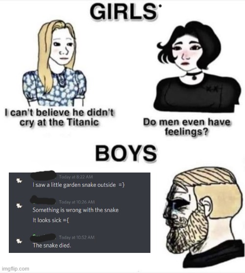 :[ | image tagged in do men even have feelings | made w/ Imgflip meme maker