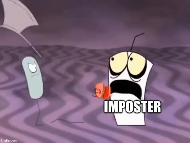 Master Shake meeting Jerry and his axe | IMPOSTER | image tagged in master shake meeting jerry and his axe | made w/ Imgflip meme maker