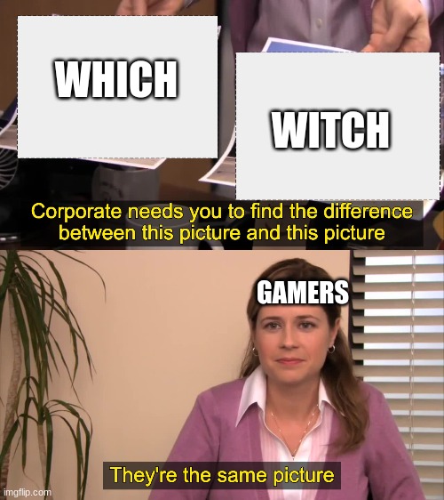 this is so true | WHICH; WITCH; GAMERS | image tagged in there the same picture,gamers,words | made w/ Imgflip meme maker