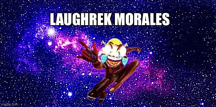 HE HAS COME | LAUGHREK MORALES | image tagged in shrek,miles morales,laughing crying emoji deep fried | made w/ Imgflip meme maker
