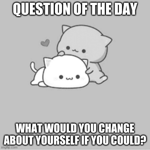 QUESTION OF THE DAY; WHAT WOULD YOU CHANGE ABOUT YOURSELF IF YOU COULD? | made w/ Imgflip meme maker