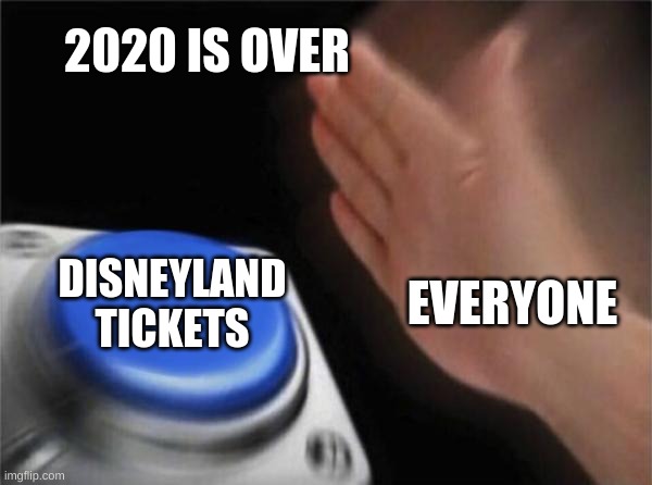 so true tho | 2020 IS OVER; DISNEYLAND TICKETS; EVERYONE | image tagged in memes,blank nut button | made w/ Imgflip meme maker
