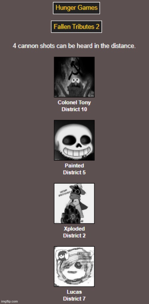 The F in the chat (N1/D2) | image tagged in hunger games | made w/ Imgflip meme maker