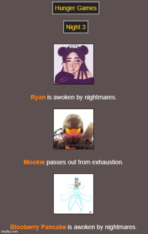 Night 3 (1) | image tagged in hunger games | made w/ Imgflip meme maker