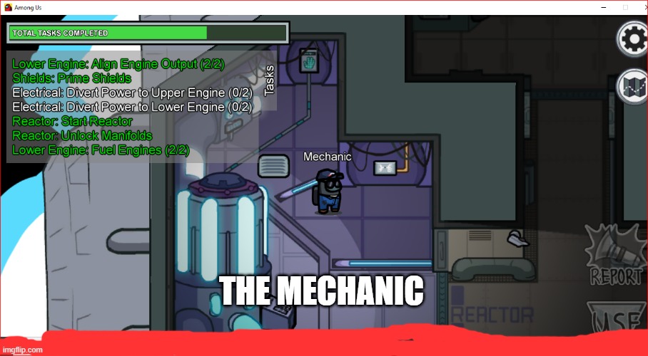 New role and concept more coming soon | THE MECHANIC | image tagged in among us | made w/ Imgflip meme maker