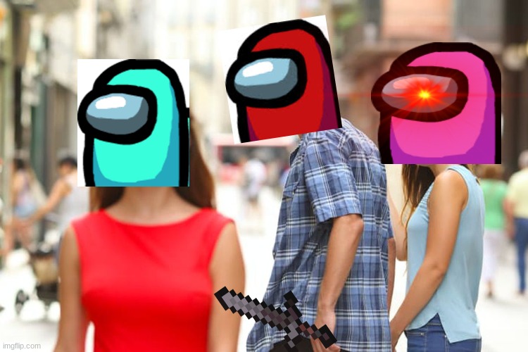 Cyan. You better run before pink gets you | image tagged in memes,distracted boyfriend | made w/ Imgflip meme maker