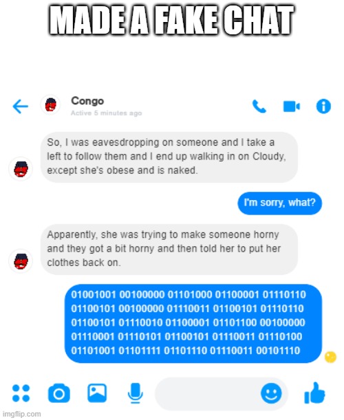 MADE A FAKE CHAT | image tagged in oc | made w/ Imgflip meme maker