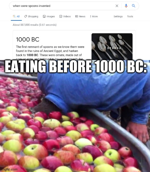 spoon? | EATING BEFORE 1000 BC: | image tagged in spoon,eating | made w/ Imgflip meme maker