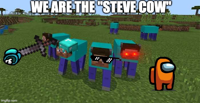 steve cows | WE ARE THE "STEVE COW" | image tagged in me and the boys | made w/ Imgflip meme maker
