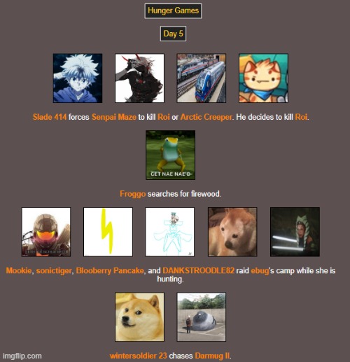 Day 5 | image tagged in hunger games | made w/ Imgflip meme maker