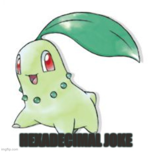 Chikorita | HEXADECIMAL JOKE | image tagged in chikorita | made w/ Imgflip meme maker