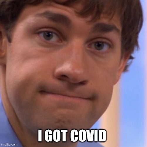 Not that anyone cares | I GOT COVID | image tagged in welp jim face | made w/ Imgflip meme maker