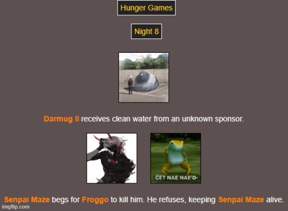 Night 8 | image tagged in hunger games | made w/ Imgflip meme maker