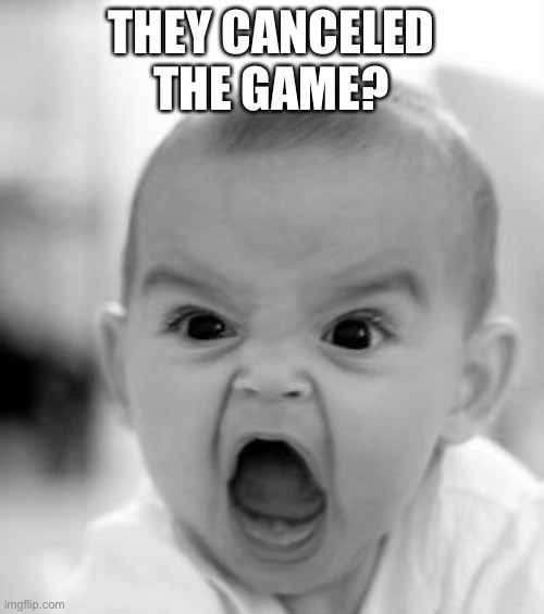 DANGGGG | THEY CANCELED THE GAME? | image tagged in memes,angry baby,funny,the game,ohio state buckeyes,michigan football | made w/ Imgflip meme maker