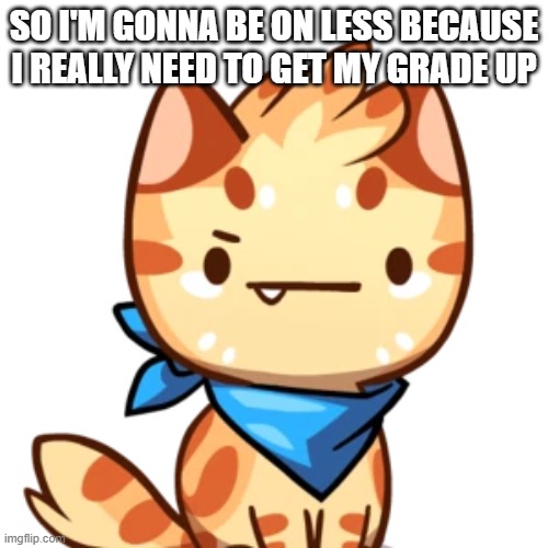 so yeah | SO I'M GONNA BE ON LESS BECAUSE I REALLY NEED TO GET MY GRADE UP | image tagged in cat game | made w/ Imgflip meme maker