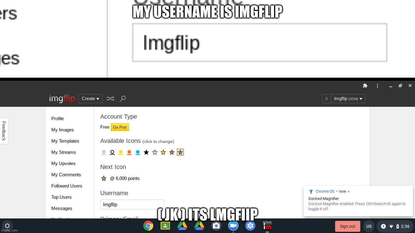 is my username is IMGFLIP???? | MY USERNAME IS IMGFLIP; ( JK ) ITS LMGFIIP | image tagged in imgflip users,imgflip,usernames,imgflip user | made w/ Imgflip meme maker