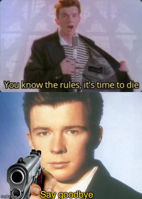 Say goodbye | image tagged in you know the rules it's time to die,you know the rules and so do i say goodbye | made w/ Imgflip meme maker