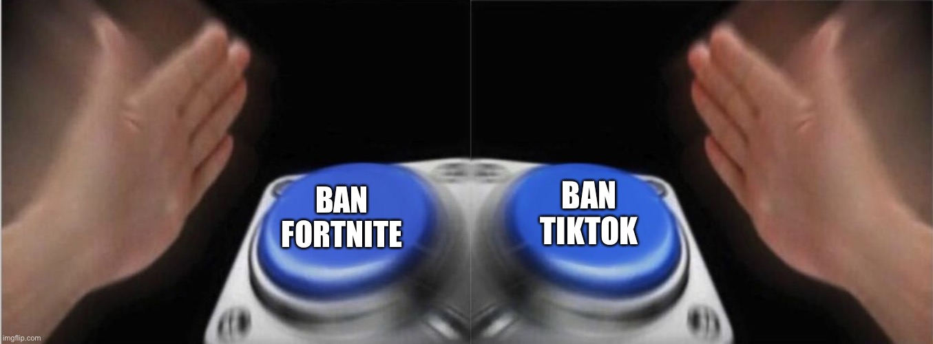 BAN FORTNITE BAN TIKTOK | image tagged in memes,blank nut button | made w/ Imgflip meme maker