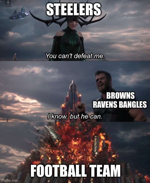 I know, but he can | STEELERS; BROWNS RAVENS BANGLES; FOOTBALL TEAM | image tagged in i know but he can | made w/ Imgflip meme maker