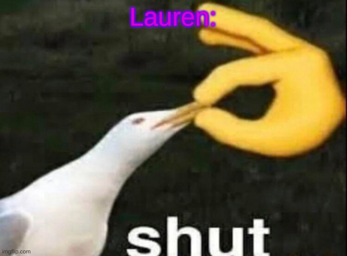 In the RP, we took characters from other games and this happened | Lauren: | image tagged in shut | made w/ Imgflip meme maker