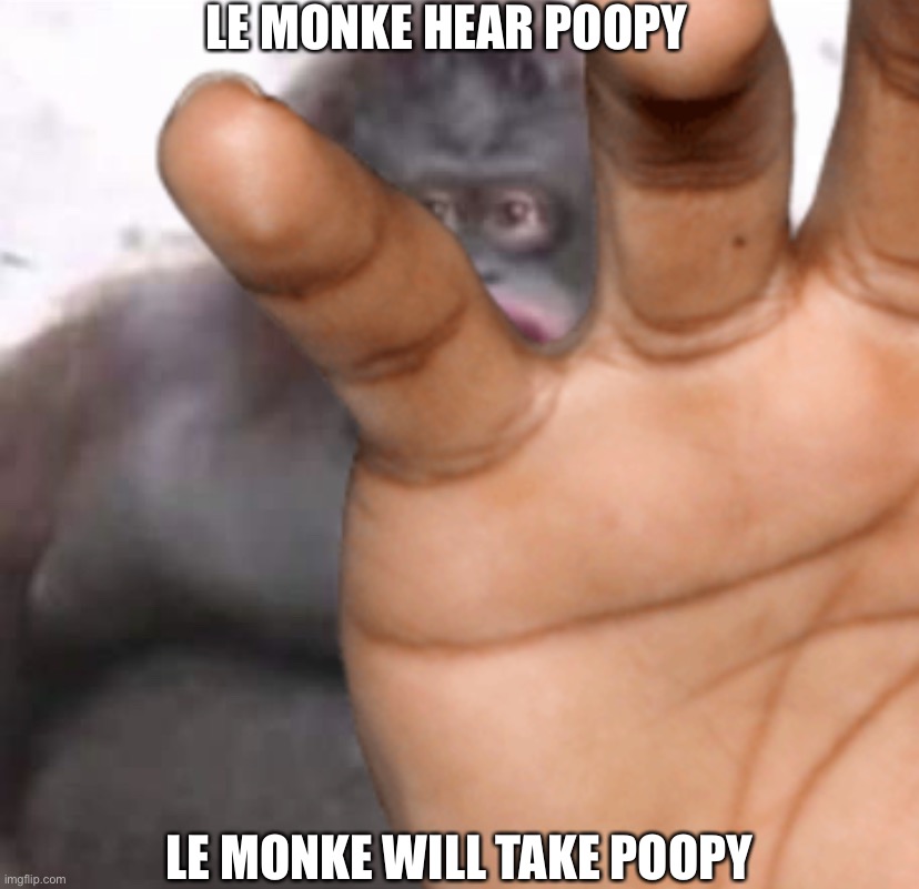 LE MONKE HEAR POOPY; LE MONKE WILL TAKE POOPY | made w/ Imgflip meme maker