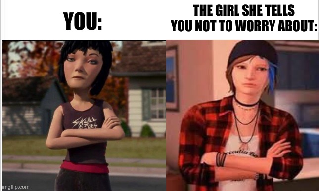 anyone remember monster house? | THE GIRL SHE TELLS YOU NOT TO WORRY ABOUT:; YOU: | image tagged in monster house | made w/ Imgflip meme maker