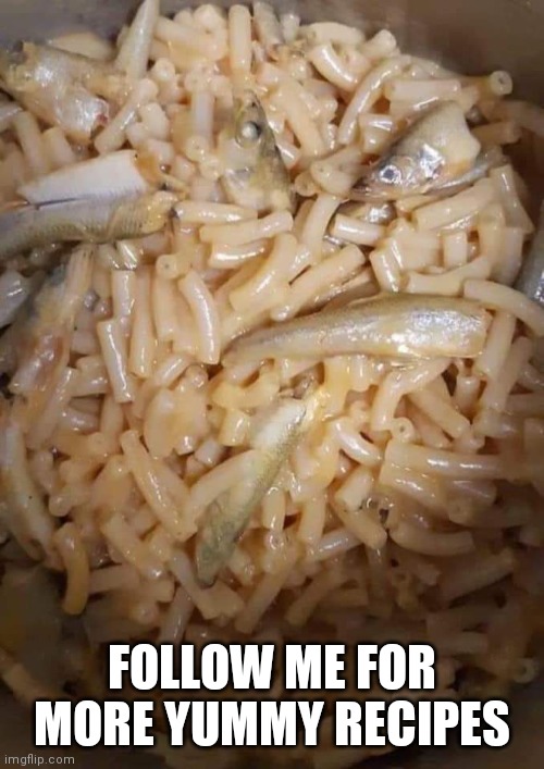 Sardines and cheese | FOLLOW ME FOR MORE YUMMY RECIPES | image tagged in food,funny food | made w/ Imgflip meme maker