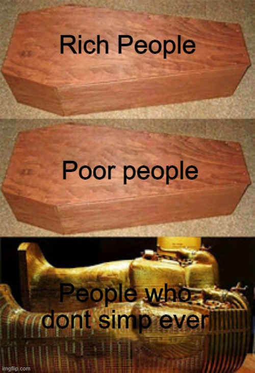 you can stop this today | Rich People; Poor people; People who dont simp ever | image tagged in golden coffin meme | made w/ Imgflip meme maker