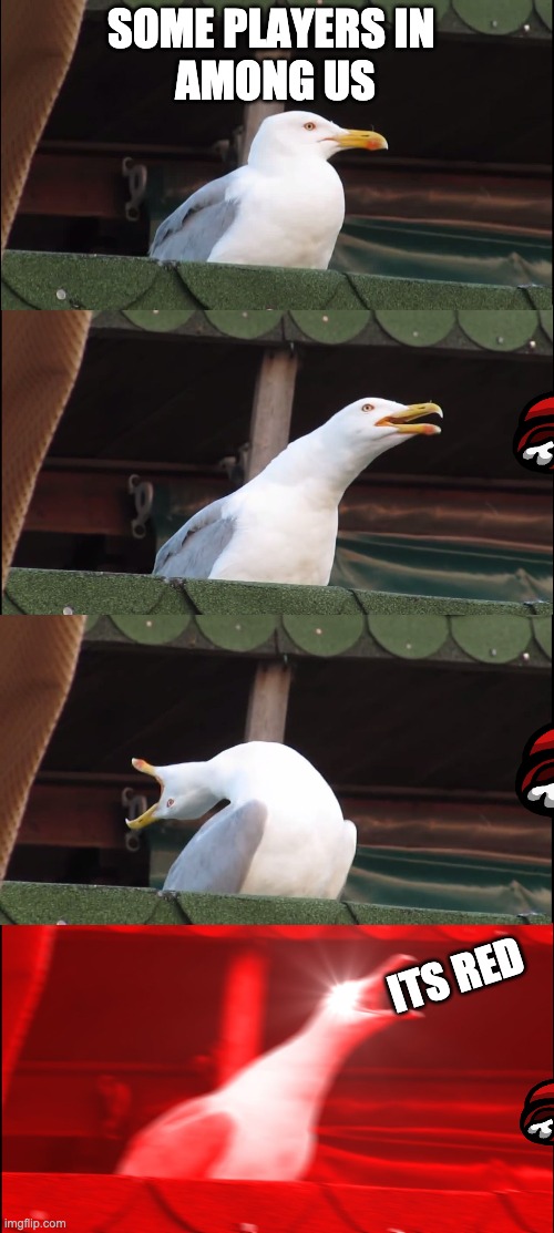 Inhaling Seagull Meme | SOME PLAYERS IN 
AMONG US; ITS RED | image tagged in memes,inhaling seagull | made w/ Imgflip meme maker