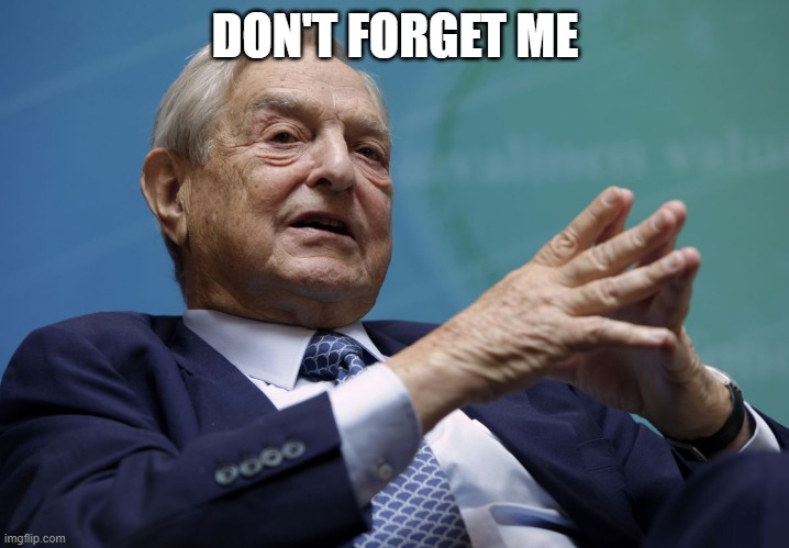 George Soros | DON'T FORGET ME | image tagged in george soros | made w/ Imgflip meme maker