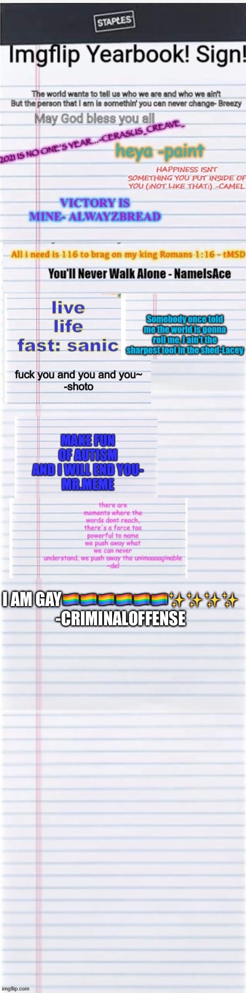 I AM GAY🏳️‍🌈🏳️‍🌈🏳️‍🌈🏳️‍🌈🏳️‍🌈🏳️‍🌈✨✨✨✨
-CRIMINALOFFENSE | made w/ Imgflip meme maker