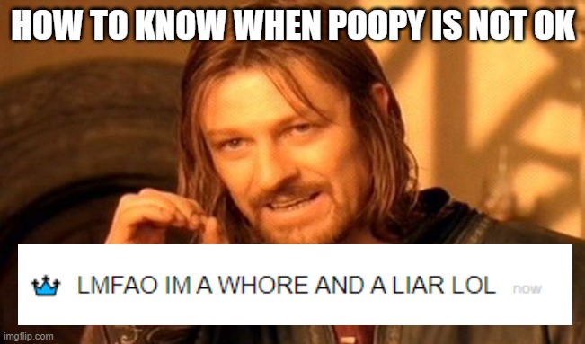 POOPY THATS A JOKE BTW LOL | HOW TO KNOW WHEN POOPY IS NOT OK | image tagged in memes,one does not simply | made w/ Imgflip meme maker