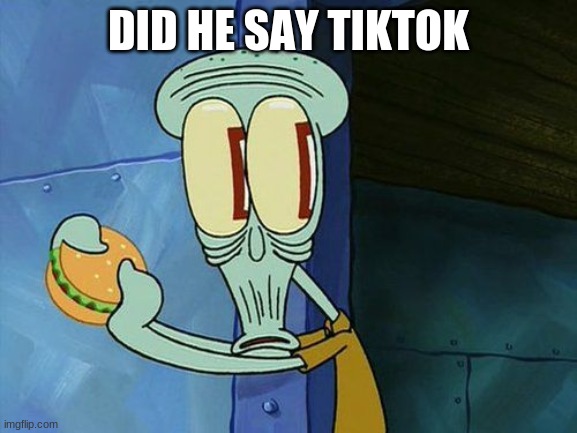 Oh shit Squidward | DID HE SAY TIKTOK | image tagged in oh shit squidward | made w/ Imgflip meme maker