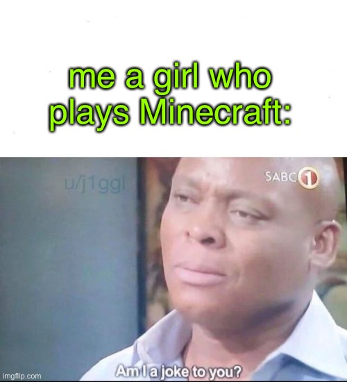 am I a joke to you | me a girl who plays Minecraft: | image tagged in am i a joke to you | made w/ Imgflip meme maker