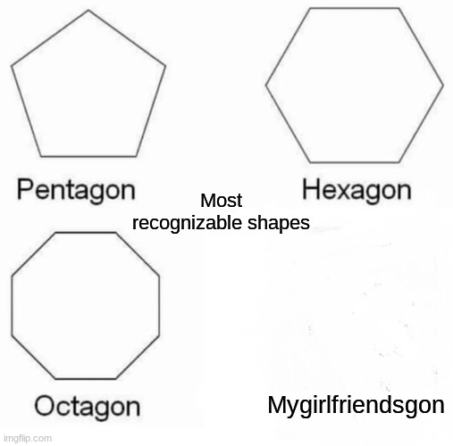 Insert funny title | Most recognizable shapes; Mygirlfriendsgon | image tagged in memes,pentagon hexagon octagon | made w/ Imgflip meme maker